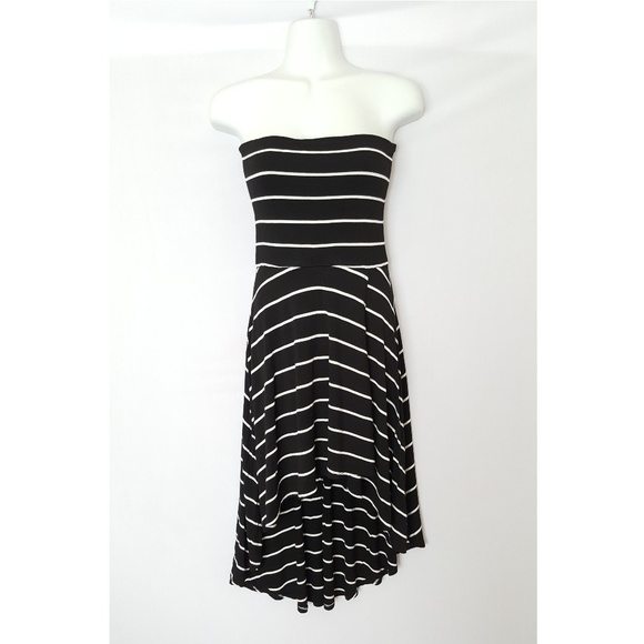 black and white striped tube dress